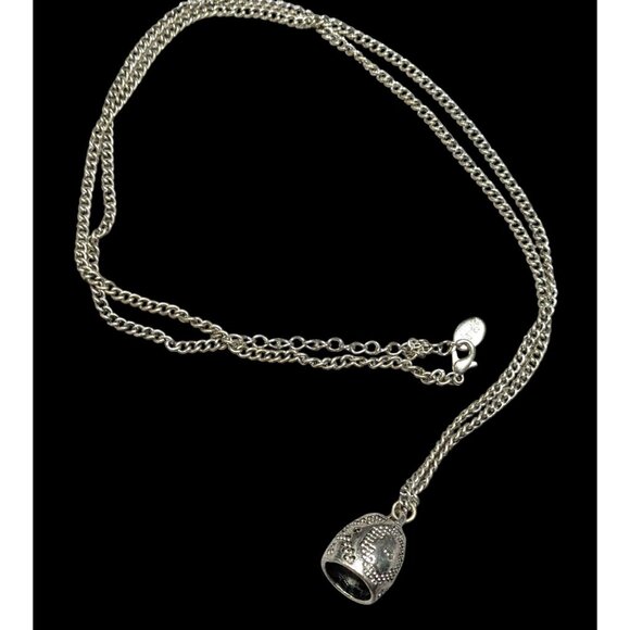 Claires Y2K Textured Dome Silver Tone Pendant Necklace - Picture 1 of 8